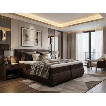 Polohovací postel s matrací a topperem SALENA tmavě hnědá, 180x200 cm 1