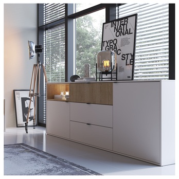 Komoda SAMM dub cremona/kamenná béžová, šířka 204 cm 1
