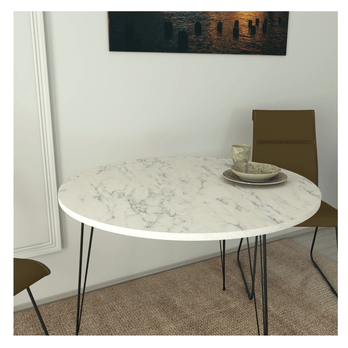 Jídelní stůl SANDALF bílý mramor/černá 2