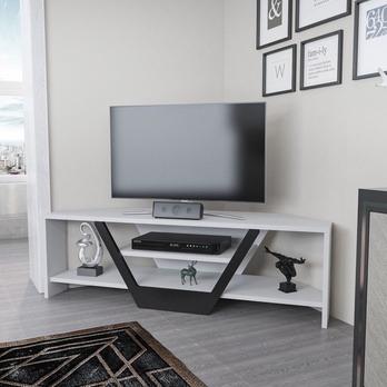 TV stolek SARES bílá/černá 1