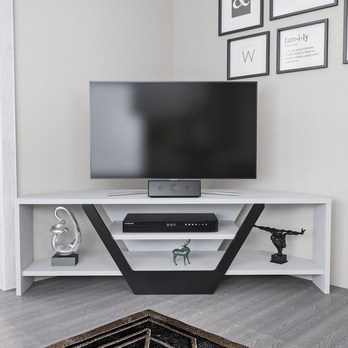 TV stolek SARES bílá/černá 2