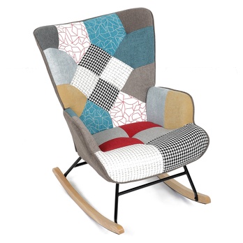 Houpací křeslo SARIA kaučukovník/patchwork 6