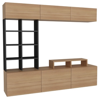 Obývací stěna SASA teak/černá 3