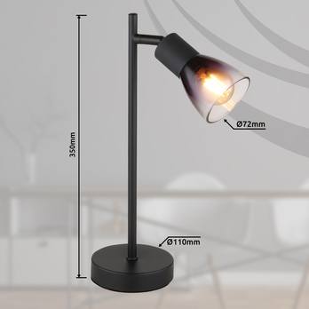 Stolní lampa SATELLA černá/kouřové sklo 5