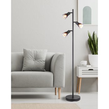Stojací lampa SATELLA černá/kouřové sklo 1