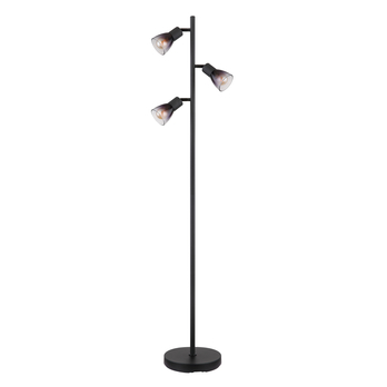 Stojací lampa SATELLA černá/kouřové sklo 3
