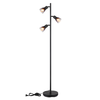 Stojací lampa SATELLA černá/kouřové sklo 4