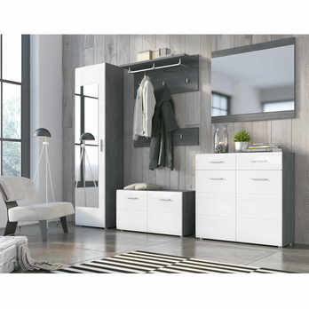 Botníková lavice SAVIO bílá vysoký lesk/kouřově šedá 1