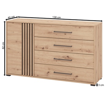 Komoda SCALA dub artisan, šířka 138 cm 5