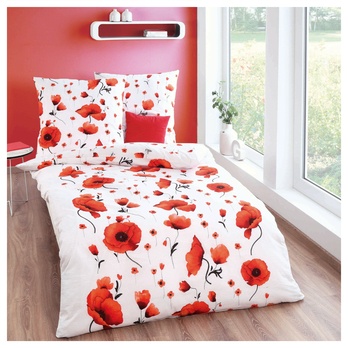 Povlečení SCARLETT POPPIES bílá/červená, 70x90 a 140x200 cm 1