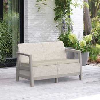 Zahradní pohovka SEDONA 2 světle šedá/béžová 1