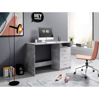 Psací stůl SELAS beton/bílá 8