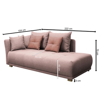 Pohovka/Divan SELAVI levá, růžová 9