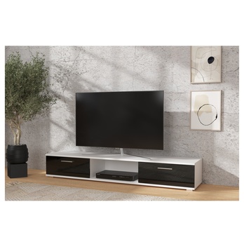 TV stolek SELLA bílá matná/černá lesklá 1