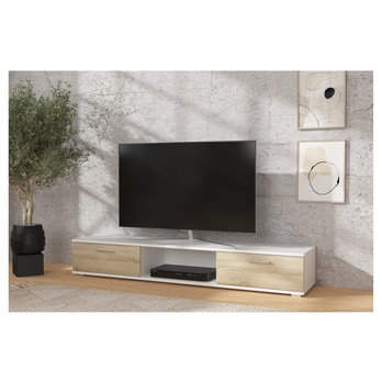 TV stolek SELLA bílá matná/dub sonoma 1