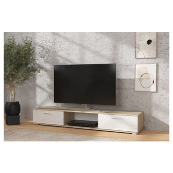 TV stolek SELLA dub sonoma/bílá lesklá 1