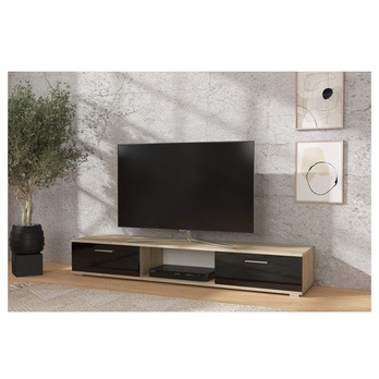 TV stolek SELLA dub sonoma/černá lesklá 1