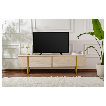 TV stolek SERENITY travertin/zlatá 1