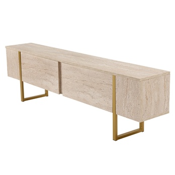 TV stolek SERENITY travertin/zlatá 4