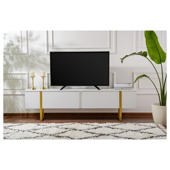 TV stolek SERENITY bílá/zlatá 1