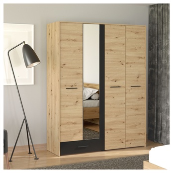 Šatní skříň SHALINI I dub artisan/černá 1
