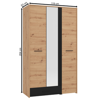 Šatní skříň SHALINI II dub artisan/černá 5