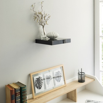 Nástěnná police SHELVY černá vysoký lesk, šířka 24 cm 1