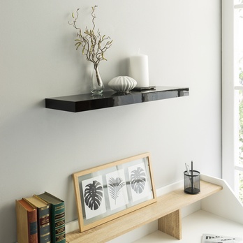 Nástěnná police SHELVY černá vysoký lesk, šířka 60 cm 1