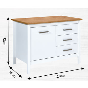 Kuchyňský ostrůvek SICILIA 1 bílá/dub artisan 10