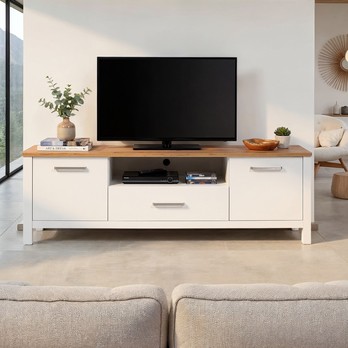 TV komoda SICILIA bílá/dub artisan 1