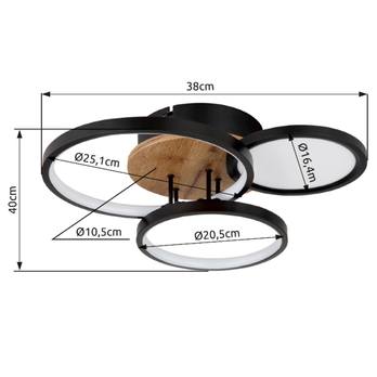 Stropní LED svítidlo SID černá/dřevo 2