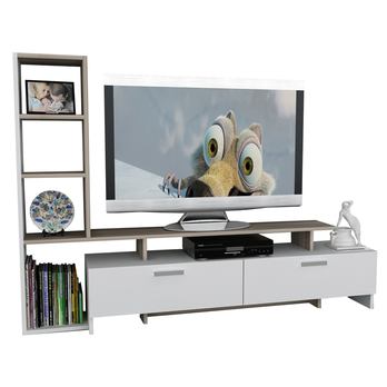 TV stolek SIMAL bílá/dub 1