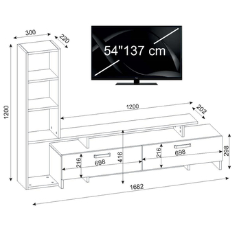 TV stolek SIMAL bílá/dub 4