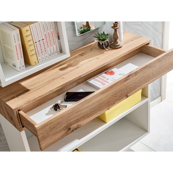 Nástěnný regál  SIMPLE dub wotan/bílá, šířka 100 cm 2