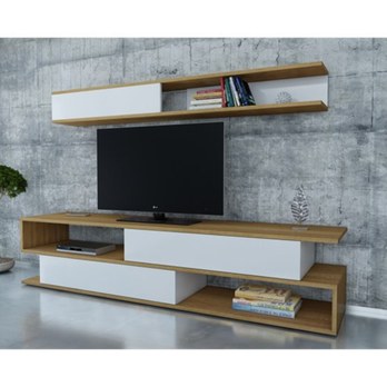 TV stěna SIMS 2 teak/bílá 1