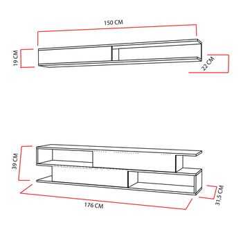 TV stěna SIMS 2 teak/bílá 2