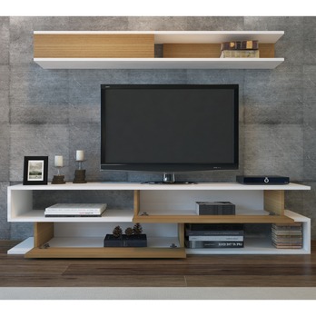 TV stěna SIMS 2 bílá/teak 2