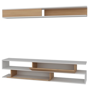 TV stěna SIMS 2 bílá/teak 3