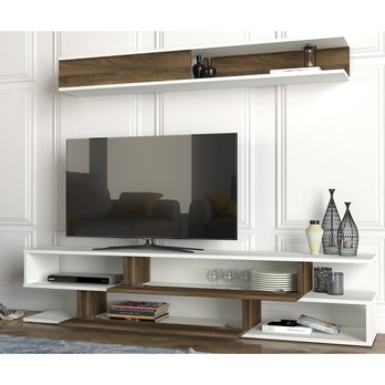 TV stěna SIMS bílá/ořech 2
