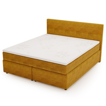 Postel s matrací a topperem SLEEP NEW hořčicová, 160x200 cm 1