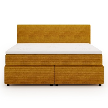 Postel s matrací a topperem SLEEP NEW hořčicová, 160x200 cm 2