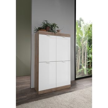 Komoda SLIM 9 dub světlý/bílá lesklá 1