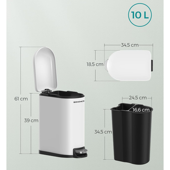 Odpadkový koš SLIM bílá, 10 l 4