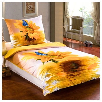 Povlečení 3D SLUNEČNICE žlutá/bílá, 70x90 a 140x200 cm 1