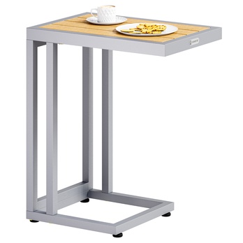 Přístavný stolek SOLED stříbrná/přírodní 1