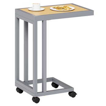 Přístavný stolek SOLED stříbrná/přírodní 2