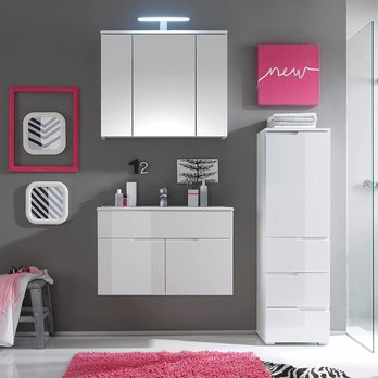 Umyvadlová skříňka s umyvadlem  SPICE bílá vysoký lesk 1