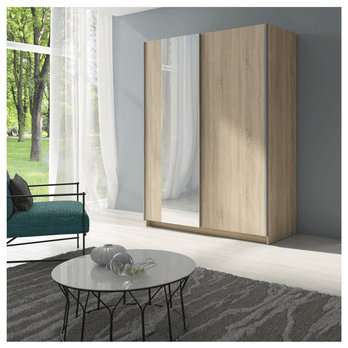 Šatní skříň se zrcadlem  SPLIT dub sonoma, šířka 150 cm 1