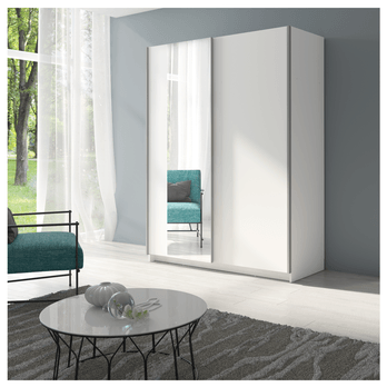 Šatní skříň se zrcadlem  SPLIT bílá, šířka 180 cm 1