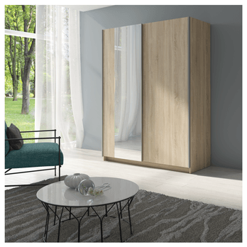 Šatní skříň se zrcadlem  SPLIT dub sonoma, šířka 180 cm 1